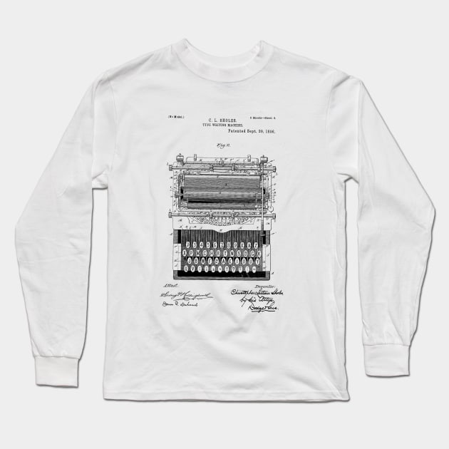 Typewriter Patent Drawing Long Sleeve T-Shirt by skstring